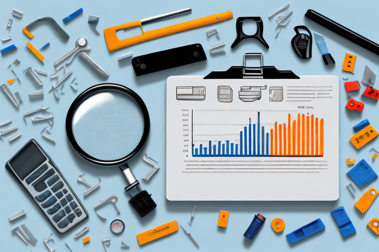 A toolbox filled with various digital tools like a magnifying glass