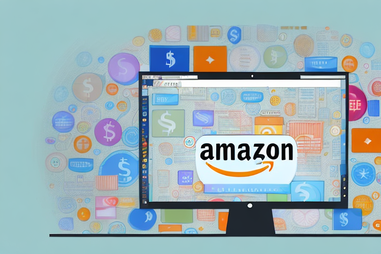 A computer screen displaying an amazon webpage with various software icons