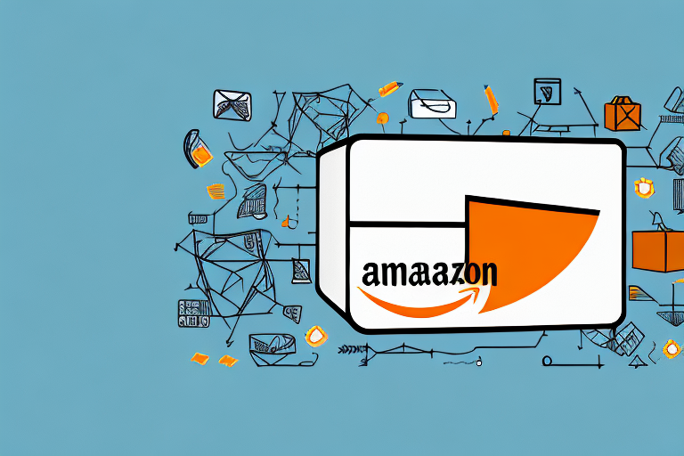 A digital software box with an arrow pointing towards an amazon-branded delivery truck