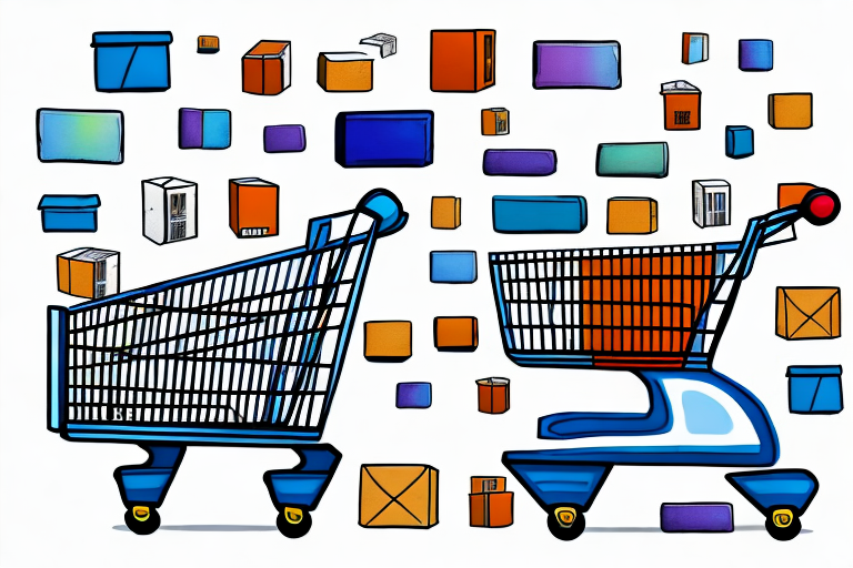 Various software icons arranged in a shopping cart