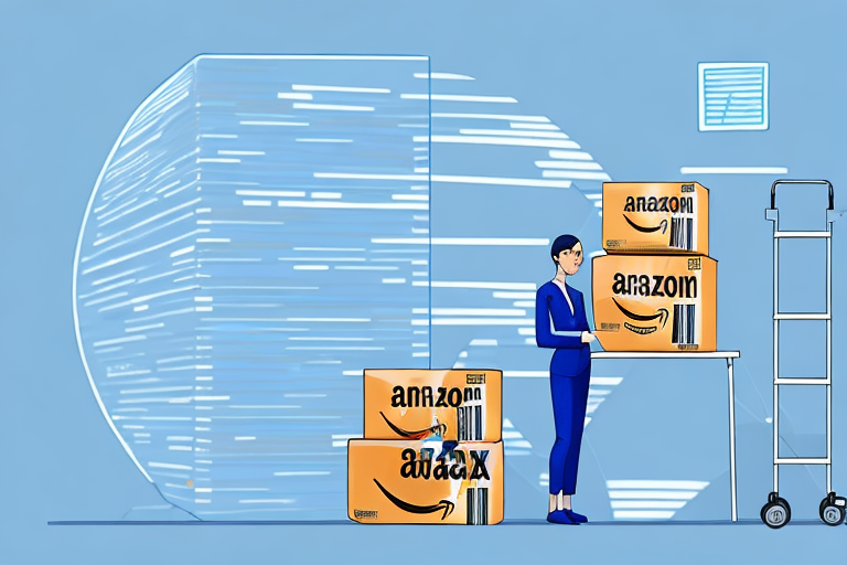 A barcode scanner scanning an amazon fba label on a box