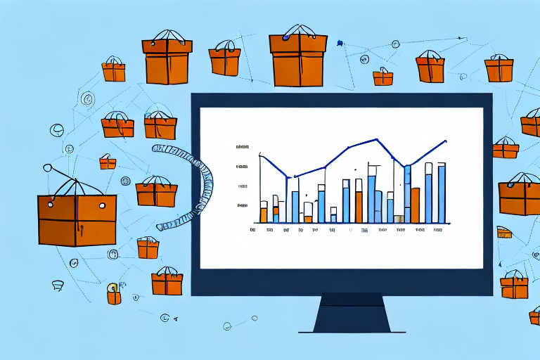 A computer screen displaying various graphs and charts related to e-commerce