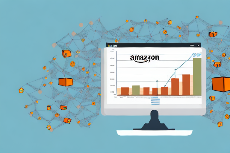 A computer displaying a graph of increasing sales