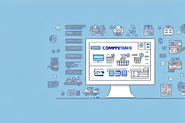 A computer screen displaying an fba shipment creation software interface with various e-commerce elements like shopping carts