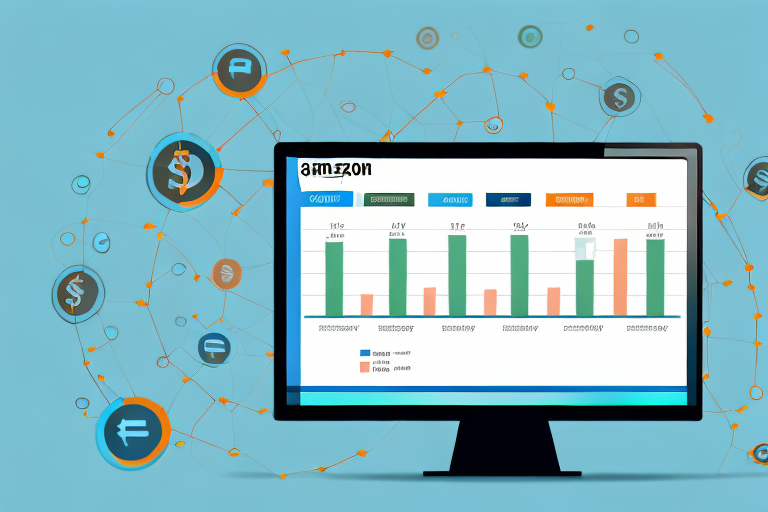 A computer displaying a graph showing increasing profits