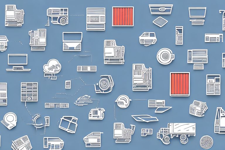 Various software icons being loaded onto a digital truck