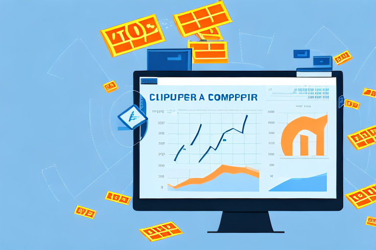 A computer displaying a complex financial chart