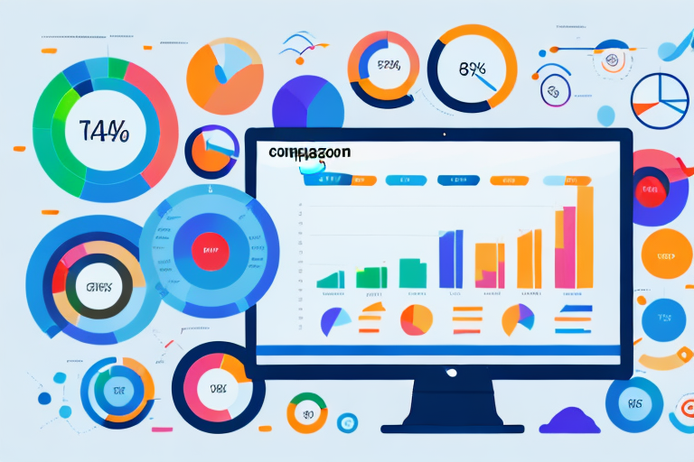 A computer screen showing a colorful dashboard with various charts