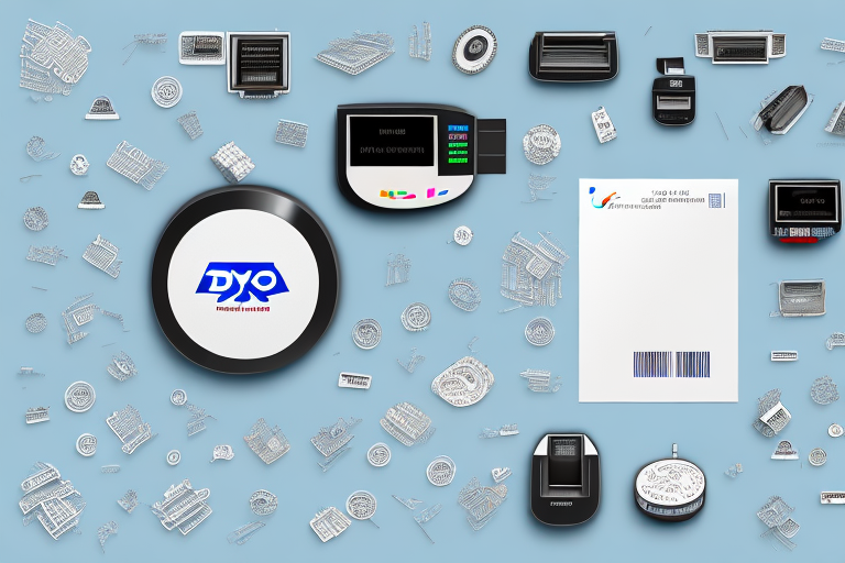 A dymo label printer producing a stream of fba labels