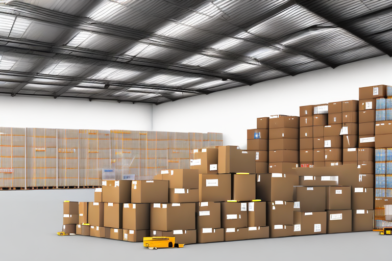 A warehouse with various product boxes ready for shipment