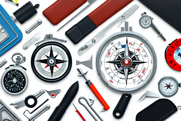 A toolbox filled with various tools like a magnifying glass