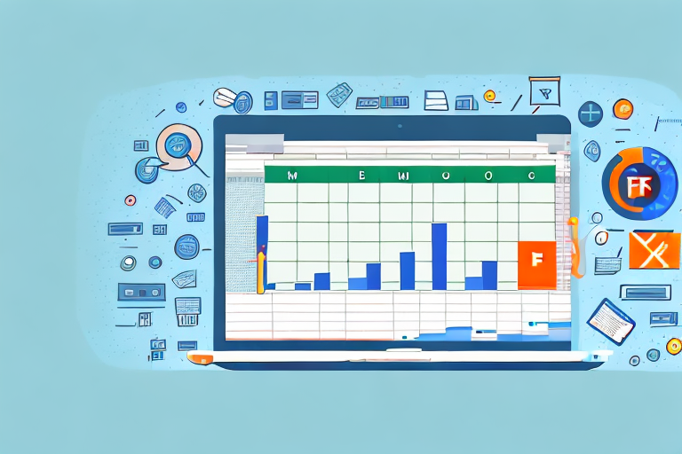 A computer displaying an excel spreadsheet with various e-commerce related graphs and charts