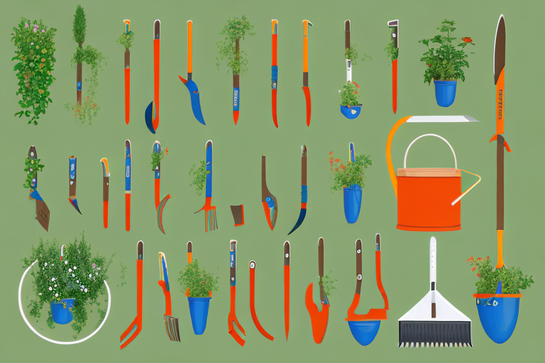 A variety of popular garden tools such as a trowel