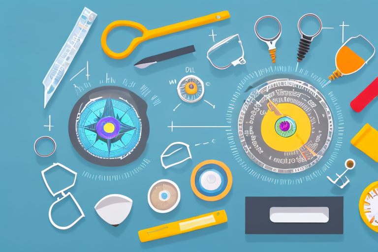 A diverse array of tools such as a magnifying glass