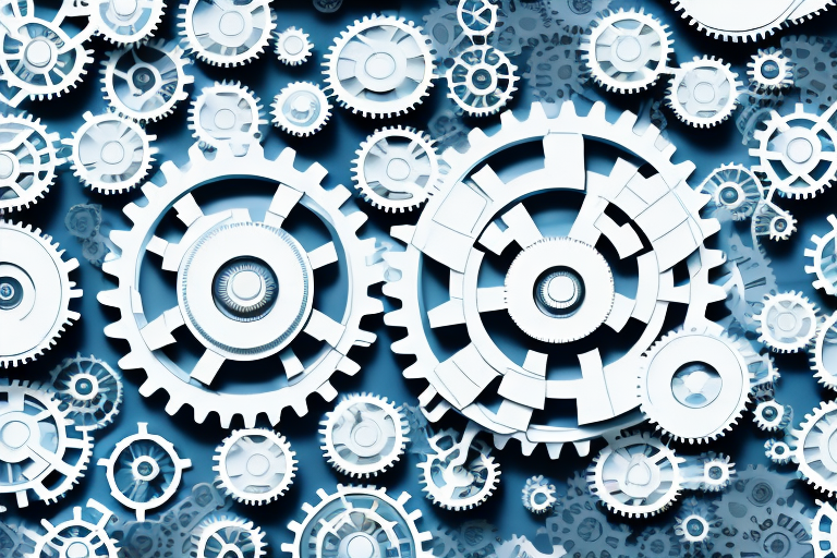 Various digital tools symbolized as gears interlocking together