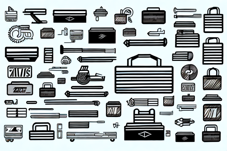 A toolbox filled with various e-commerce symbols (like shopping carts