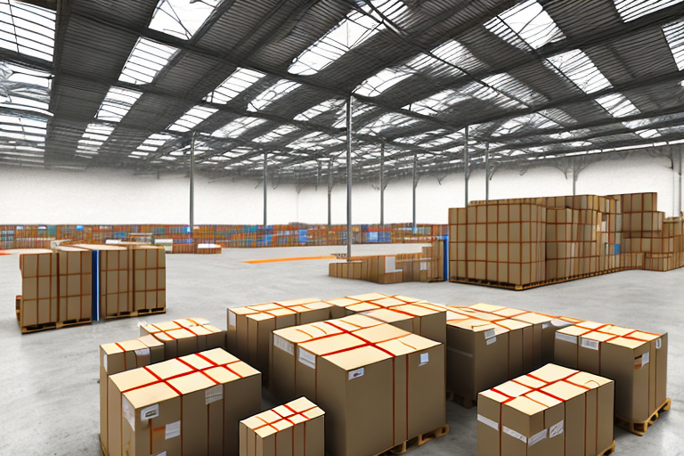 A warehouse filled with packaged boxes ready for shipment