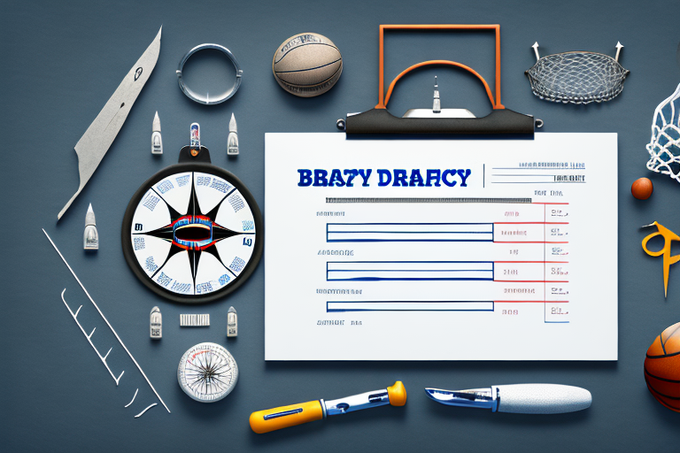 A fantasy basketball draft board with various tools like a magnifying glass