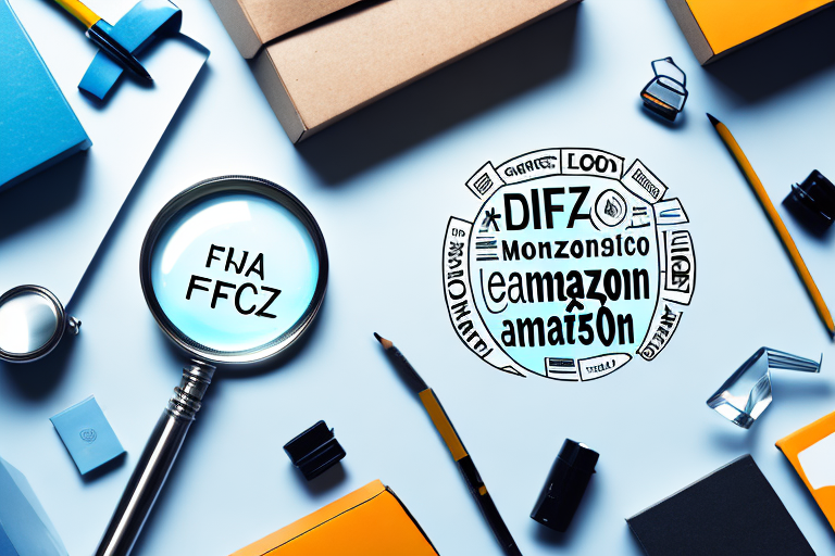 A magnifying glass hovering over a variety of different amazon products