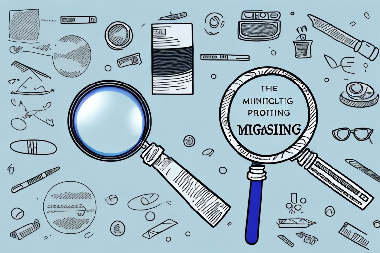 A magnifying glass hovering over a variety of different products