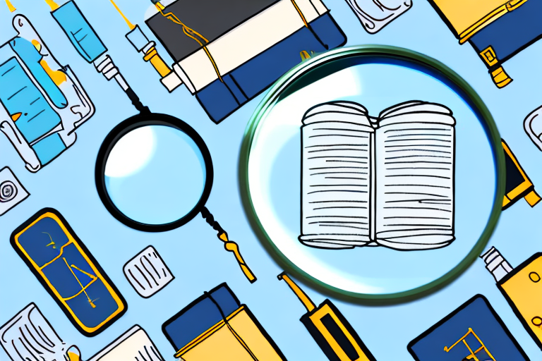 A magnifying glass hovering over a variety of amazon products such as books