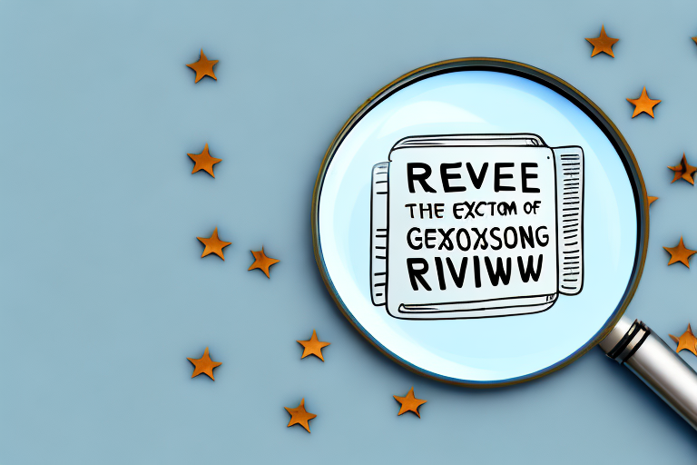 A magnifying glass hovering over a group of star ratings