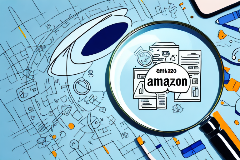 A magnifying glass hovering over a variety of amazon products