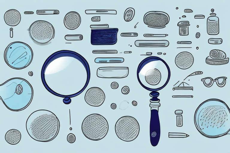 A magnifying glass hovering over a range of diverse products