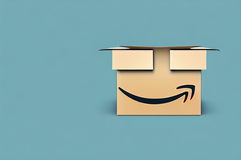 An amazon box on one side and a symbolic representation of an llc (like a building or a document) on the other