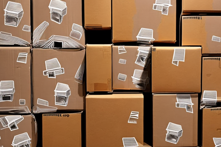 A warehouse filled with cardboard boxes