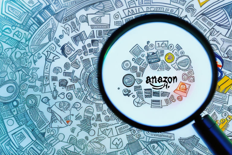 A magnifying glass focusing on an amazon product listing on a screen