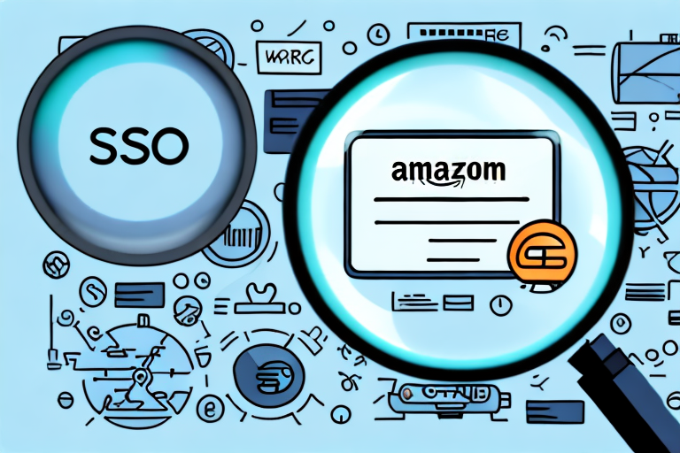 A magnifying glass hovering over a stylized depiction of an amazon product listing on a computer screen