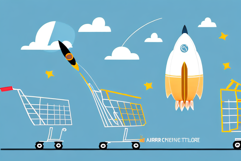 A rocket taking off from a shopping cart