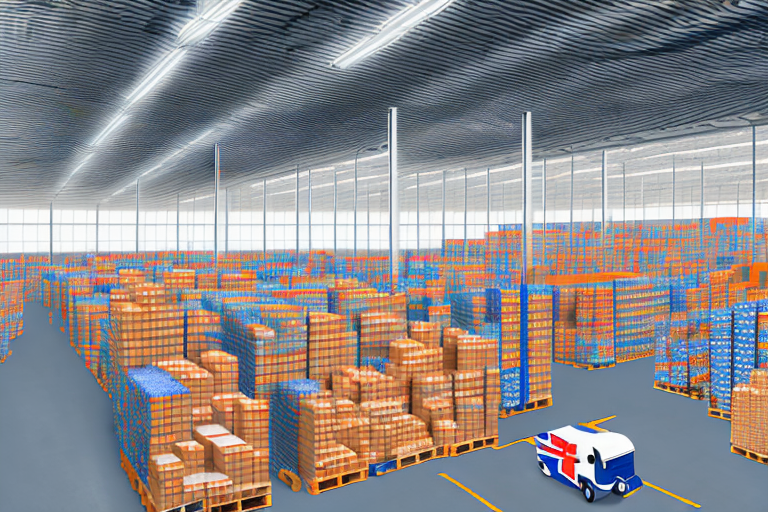 A warehouse filled with various types of boxed products