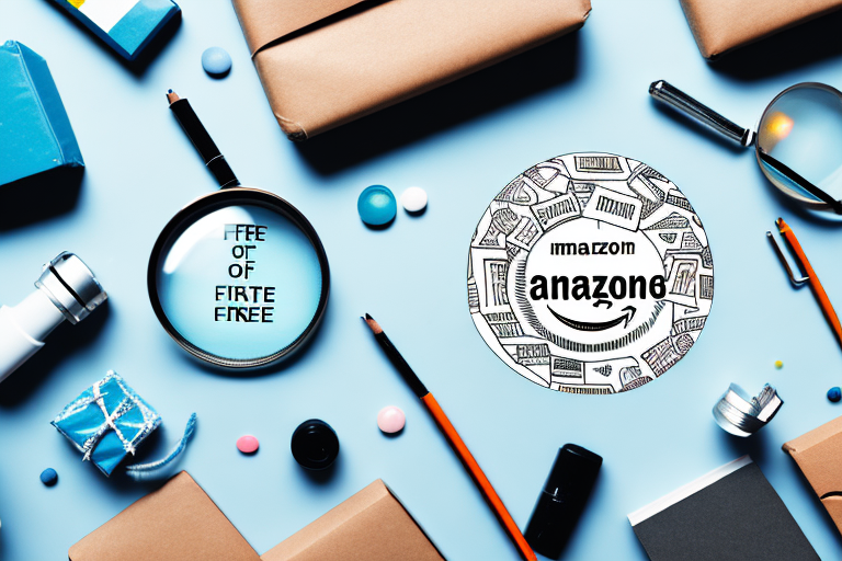 A magnifying glass hovering over a variety of amazon products