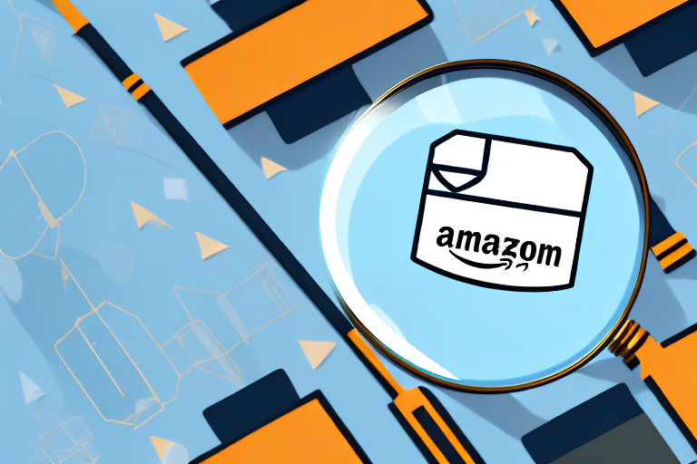 A magnifying glass hovering over a collection of various amazon products