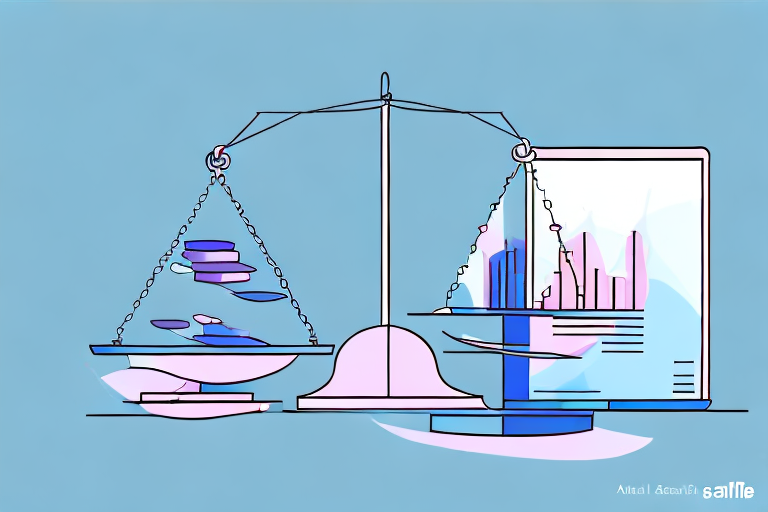 A balance scale with fba (fulfilled by amazon) and fbm (fulfilled by merchant) packages on either side