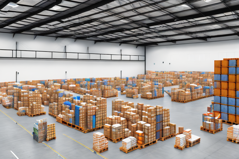 A warehouse full of various products being prepared for shipment