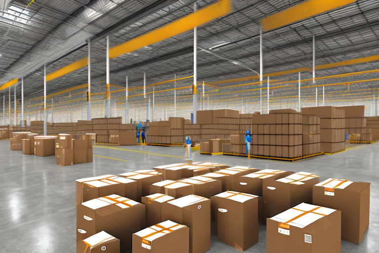 An amazon warehouse filled with packages