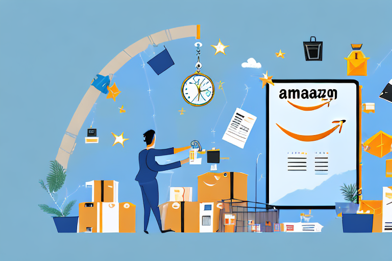 A dynamic amazon marketplace scene with various items (like books