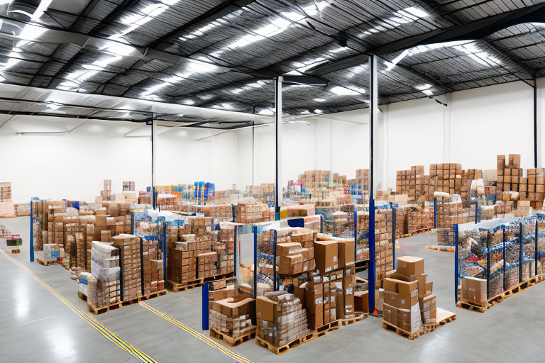 A warehouse filled with various types of products ready to be packaged