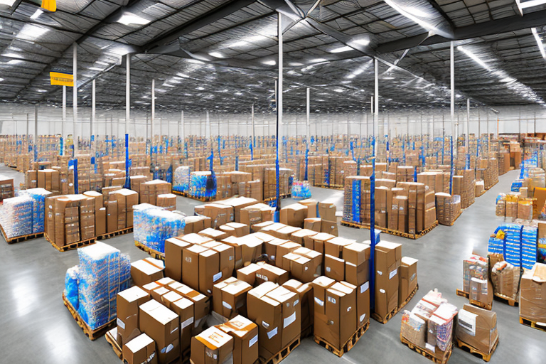 An amazon warehouse filled with various products ready for shipment