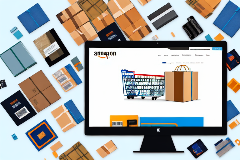 A computer screen showing the amazon website with various products