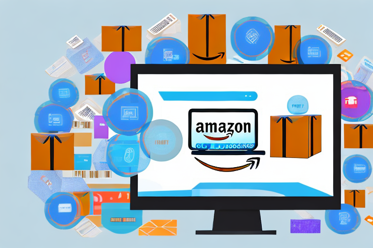 A computer screen displaying an amazon fba dashboard with various icons such as a shopping cart