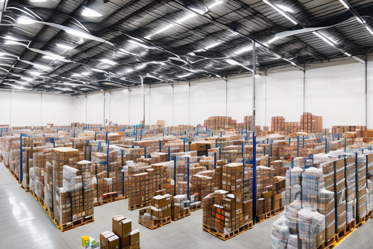 A warehouse filled with various types of products ready for shipment