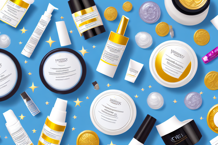 A variety of private label skin care products displayed on a stylized amazon platform