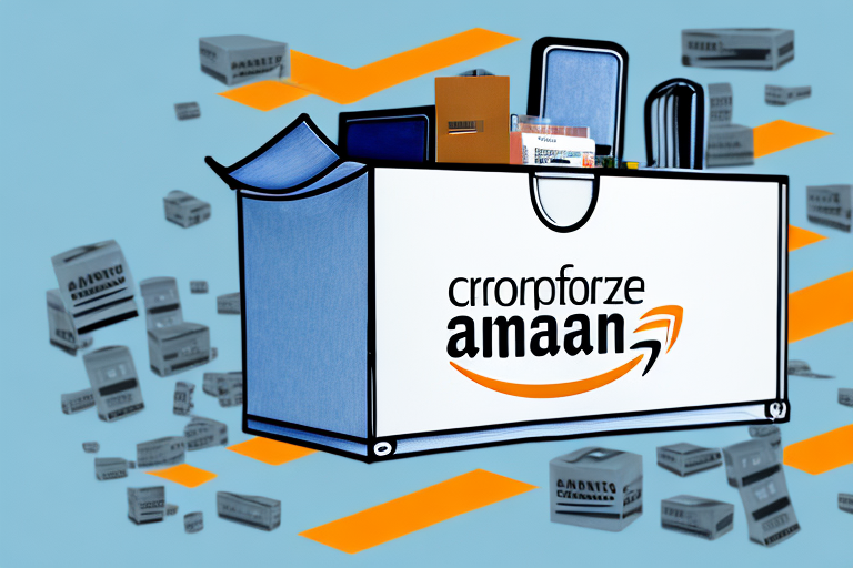 A branded product box placed on an amazon delivery box